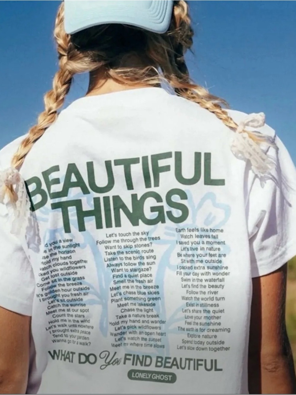 Lonely Ghost Beautiful Things Graphic Tee in White and Green